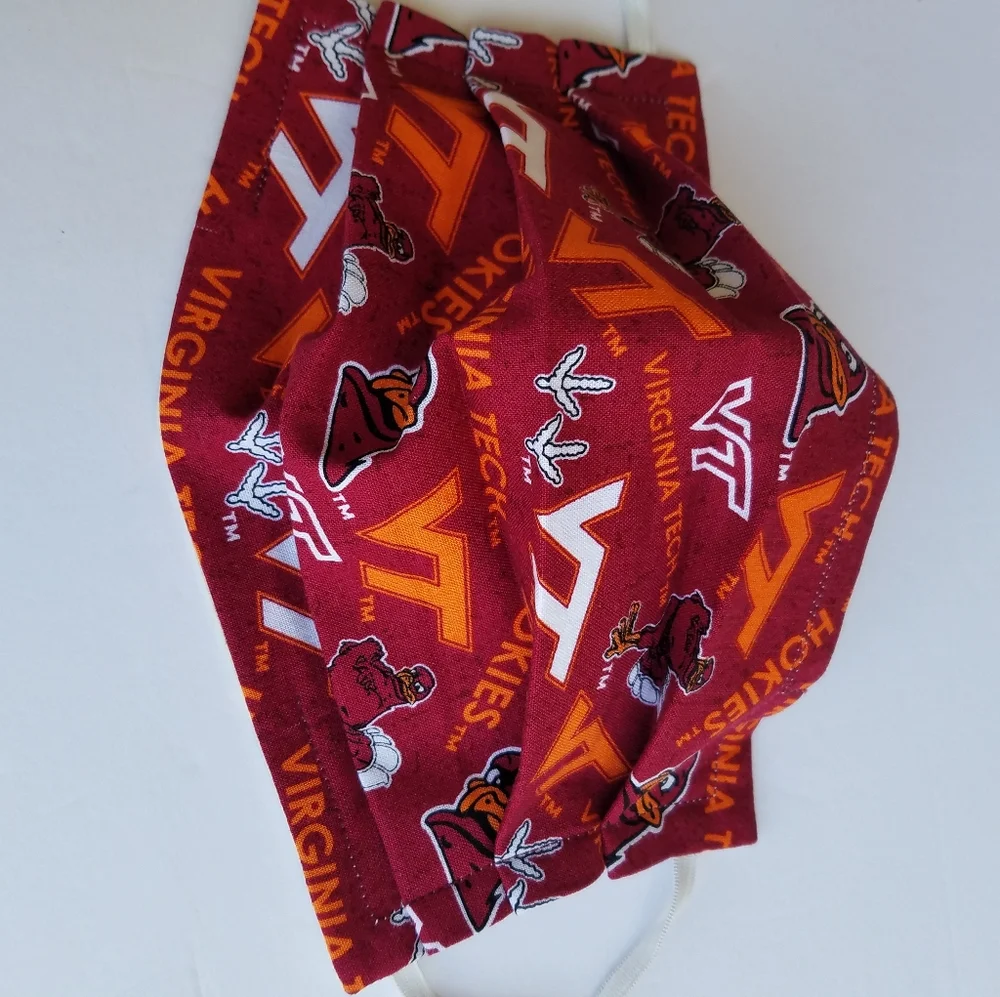 Hand Crafted Face Mask Burgundy/Orange Adult Virginia Tech Hokies VT Face Mask